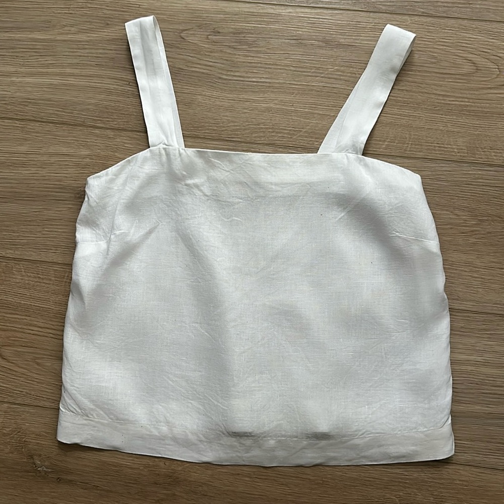 Faherty white Boxy Tank Top with Wide Straps - Picture 3 of 5